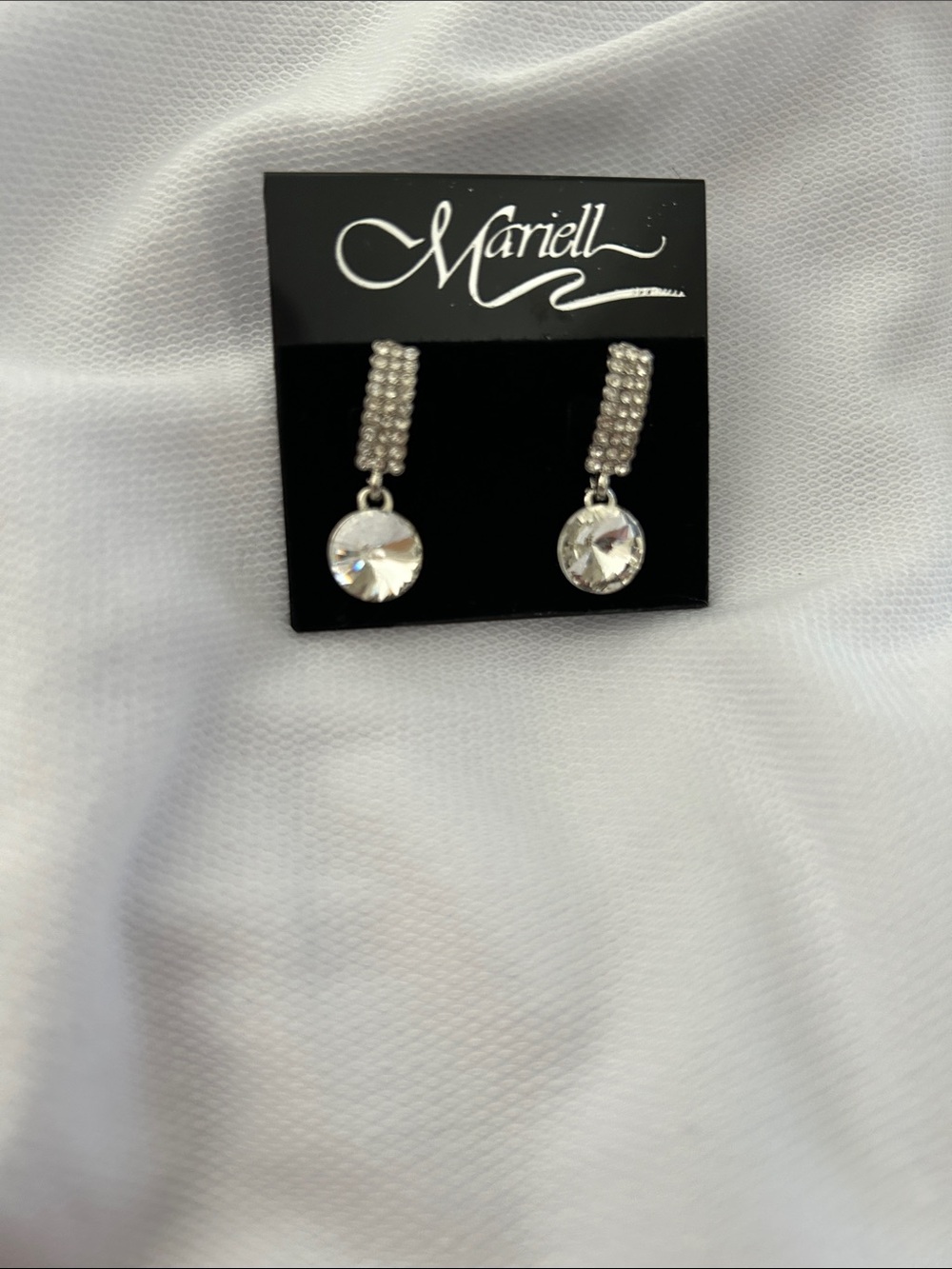 Silver Crystal Drop Earrings - Clear Rhinestone Dangles